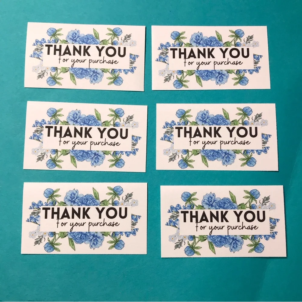 40 thank you cards blue floral